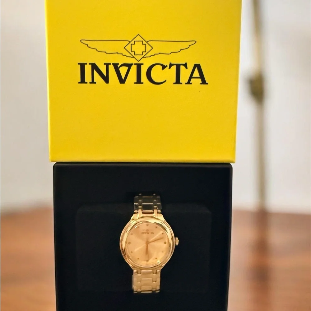 Invicta Gold Tone Minimalist Women's Bracelet Watch